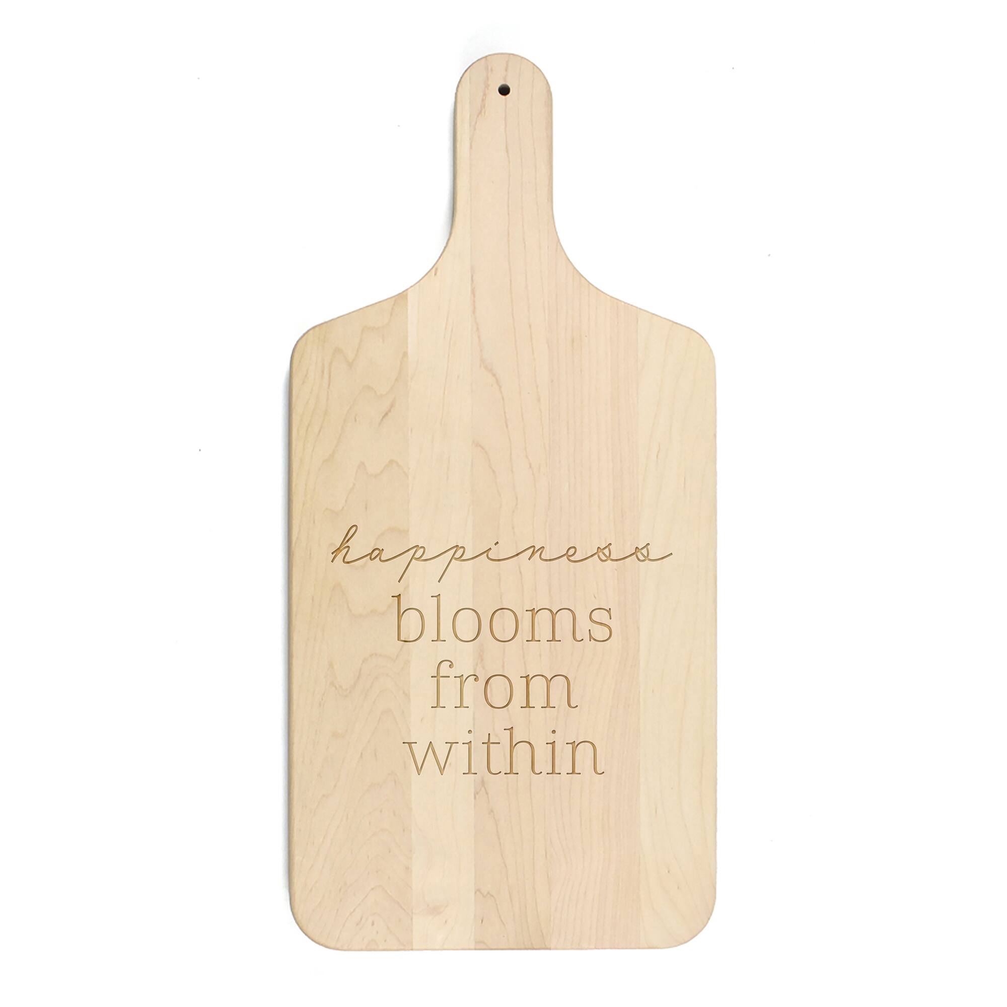 17" Happiness from Sage Maple Paddle Cutting Board